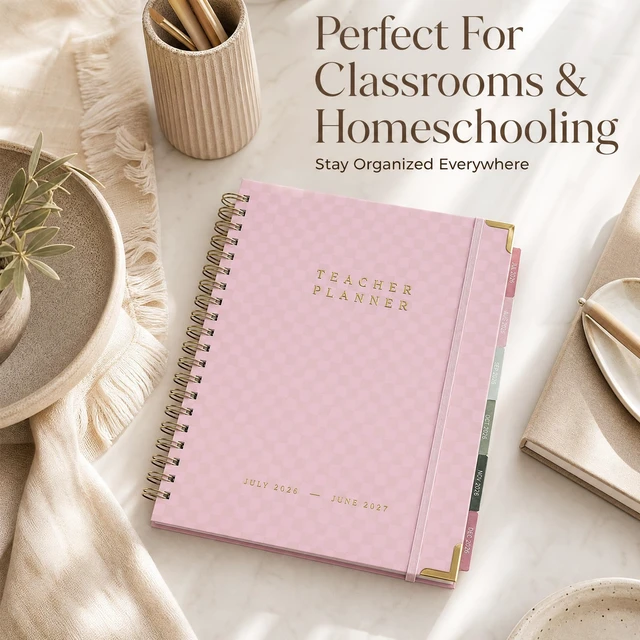 Alt view image 2 of 7 - Aesthetic Teacher Planner For The 2026-2027 Academic School Year All Incl. 8.5" X 11" Lesson Plan Book Supplies - Easily Organize Your Daily, Weekly & Monthly Classroom/homeschool Schedule