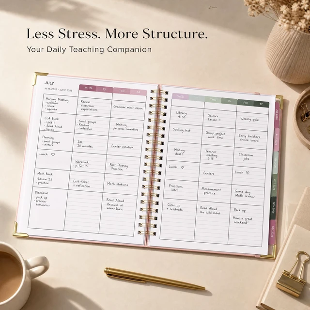 Alt view image 3 of 7 - Aesthetic Teacher Planner For The 2026-2027 Academic School Year All Incl. 8.5" X 11" Lesson Plan Book Supplies - Easily Organize Your Daily, Weekly & Monthly Classroom/homeschool Schedule