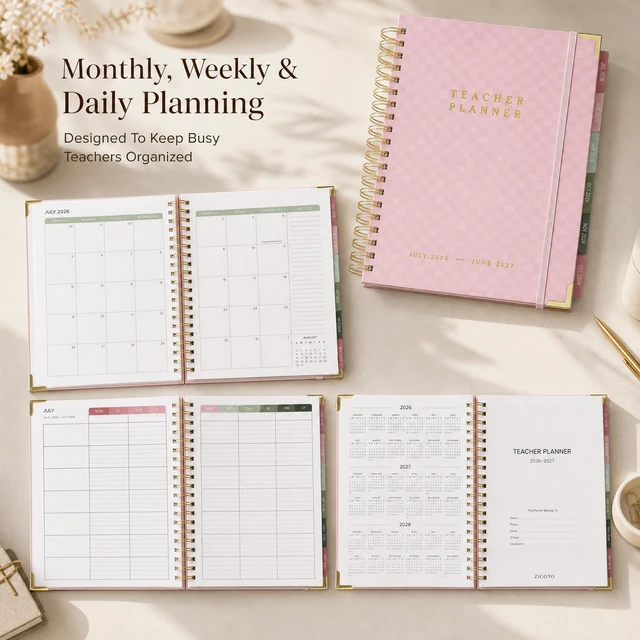 Alt view image 6 of 7 - Aesthetic Teacher Planner For The 2026-2027 Academic School Year All Incl. 8.5" X 11" Lesson Plan Book Supplies - Easily Organize Your Daily, Weekly & Monthly Classroom/homeschool Schedule