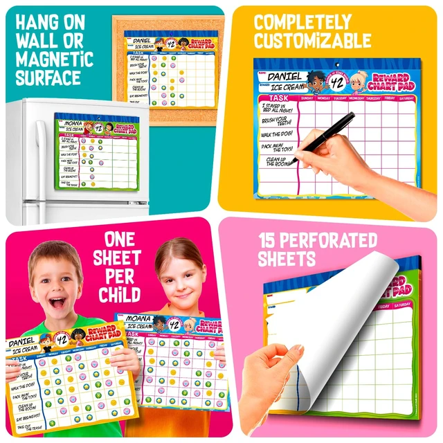 Alt view image 3 of 6 - Behavior Reward System - Pad with 15 Chore Charts for Kids, 850 Stickers to Motivate Responsibility & Good Habits