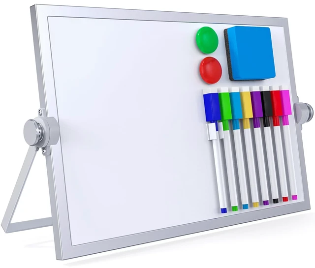 Main image of Small Dry Erase White Board,Magnetic Desktop Whiteboard with Stand Dry Eease Board Mini Easel Double Sided on Table Top with Holder for Kids Drawing, Teacher Instruction