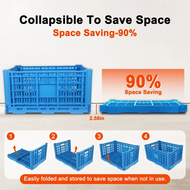Alt view image 3 of 6 - 72L Collapsible Milk Crate with Handles, Large Plastic Crate, Heavy Duty Folding Storage Crates for Home Organizing, Tools, Books, Camping & Transport