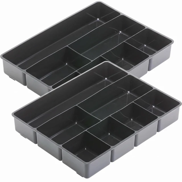 Main image of Extra Deep Desk Drawer Director Tray, Plastic, 11.875 x 15 x 2.5 Inches, Black (Pack of 2)