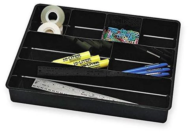 Alt view image 3 of 3 - Extra Deep Desk Drawer Director Tray, Plastic, 11.875 x 15 x 2.5 Inches, Black (Pack of 2)