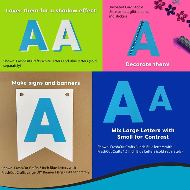 Alt view image 7 of 7 - 3 Inch Bulletin Board Letters & Numbers, Blue, 209 Piece, Poster Board Capital letters, numbers & punctuation, precut US-made cardstock, bulletin board decorations