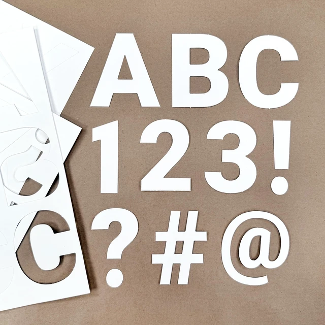 Alt view image 2 of 7 - 3 Inch Bulletin Board Letters & Numbers, White, 209 Piece, Poster Board Capital letters, numbers & punctuation, precut US-made cardstock, bulletin board decorations