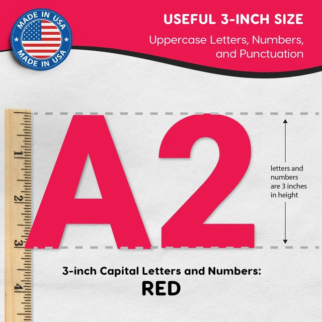 Alt view image 3 of 7 - 3 Inch Bulletin Board Letters & Numbers, Red, 209 Piece, Poster Board Capital letters, numbers & punctuation, precut US-made cardstock, bulletin board decorations
