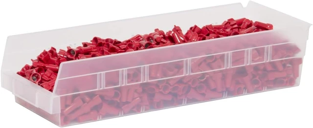 Alt view image 7 of 7 - 30138 Heavy Duty Plastic Shelf Bins, 18"x 6.5"x 4", Clear, 12-Pk Heavy Duty Nesting Storage Bins for Garage, Closet, Refrigerator, Kitchen, Cabinet, Drawer Organization, Pantry Organization