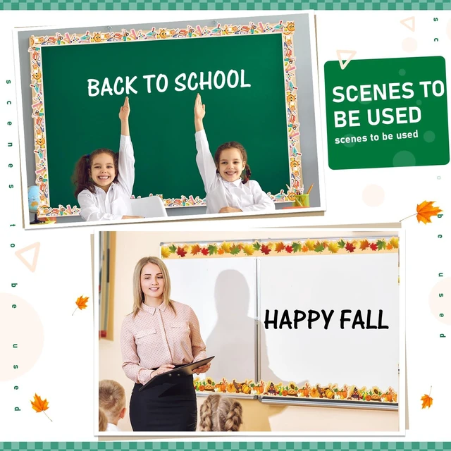Alt view image 6 of 7 - 240 Pcs Bulletin Board Borders Scalloped Classroom,Watercolor Style Black White Patterns, 236ft Trim Bulk for Seasonal Classroom Decoration, Teacher Border Strips, Scalloped Edge Easy Cut