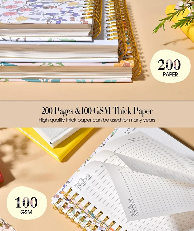 Alt view image 4 of 7 - Cute Spiral Notebook Journal for Women, 200 Pages Lined Notebooks 8.5 x 11, A4 Large Hardcover Spiral Journals with 100 GSM Thick Paper, College Ruled Notebook for Writing Work School, Purple Floral