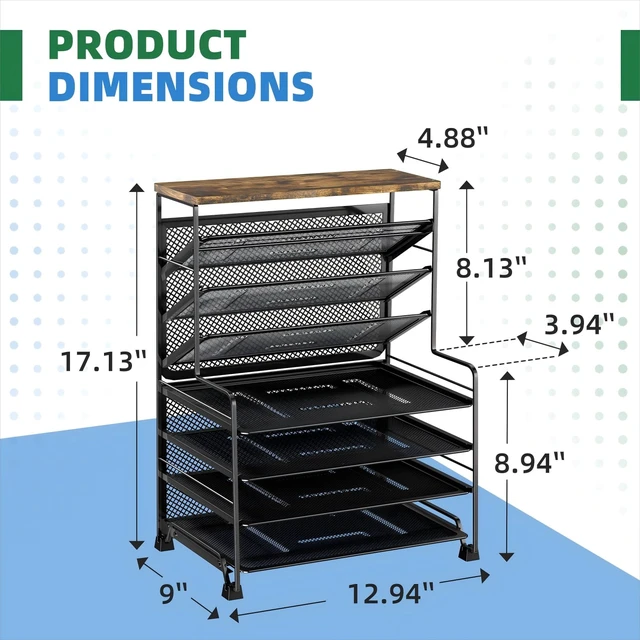 Alt view image 2 of 7 - 8-Tier Desk File Organizer for Office, Home or School, Black