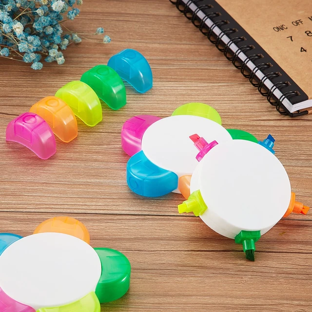 Alt view image 3 of 6 - 9 Pieces Petals Highlighters Assorted Colors 5 in 1 Pens Bulk Flower Shape Watercolor Fluorescent Pens, for Office School Stationery Aesthetic Christmas Supplies, 5 Colors