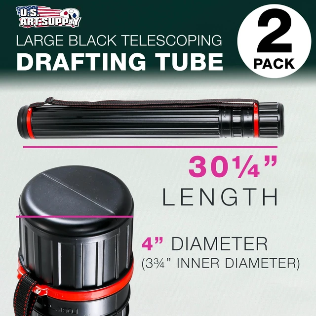 Alt view image 2 of 6 - Poster Tube - Telescoping Adjustable, 4" Diameter 2-Pack - 30.25" to 52" Long Storage Tube - Art Poster Carrier Holder & Blueprint Storage Drafting Tube Travel & Protection