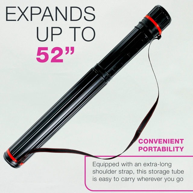 Alt view image 3 of 6 - Poster Tube - Telescoping Adjustable, 4" Diameter 2-Pack - 30.25" to 52" Long Storage Tube - Art Poster Carrier Holder & Blueprint Storage Drafting Tube Travel & Protection