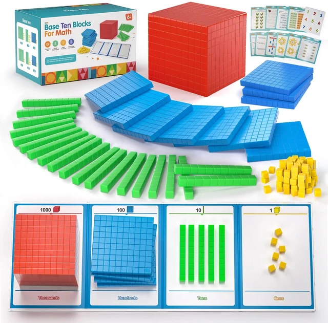 Main image of Plastic Base Ten Blocks 143 pcs Base 10 Math Manipulatives for Kids Place Value Blocks Kindergarten Counting Cubes for Kids Math, Math Manipulatives for Early Counting Math Toy for 1st Grade