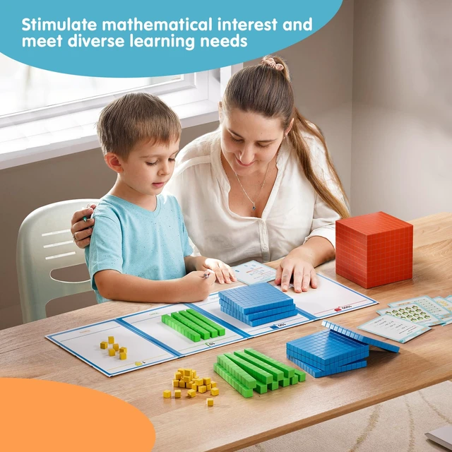 Alt view image 2 of 7 - Plastic Base Ten Blocks 143 pcs Base 10 Math Manipulatives for Kids Place Value Blocks Kindergarten Counting Cubes for Kids Math, Math Manipulatives for Early Counting Math Toy for 1st Grade