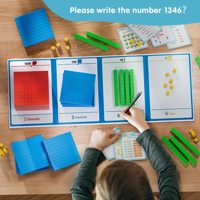 Alt view image 3 of 7 - Plastic Base Ten Blocks 143 pcs Base 10 Math Manipulatives for Kids Place Value Blocks Kindergarten Counting Cubes for Kids Math, Math Manipulatives for Early Counting Math Toy for 1st Grade