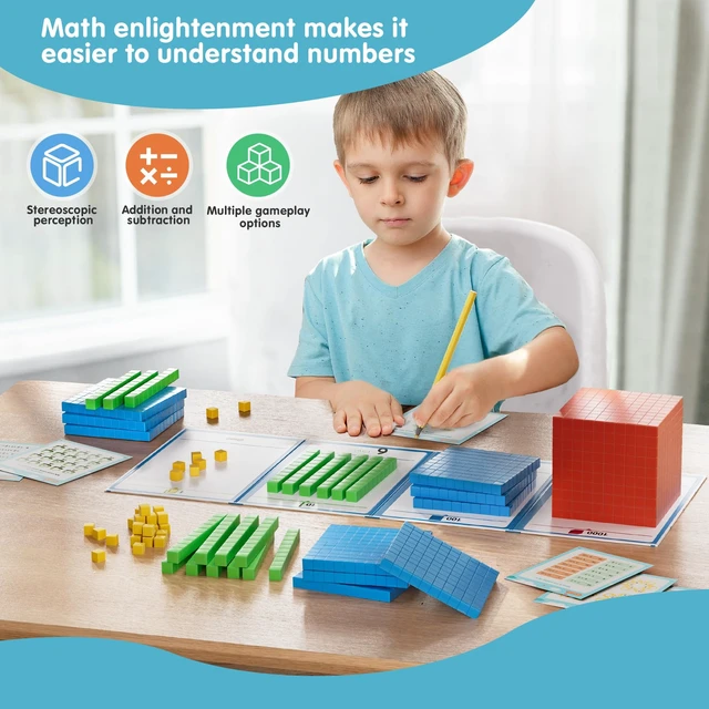 Alt view image 4 of 7 - Plastic Base Ten Blocks 143 pcs Base 10 Math Manipulatives for Kids Place Value Blocks Kindergarten Counting Cubes for Kids Math, Math Manipulatives for Early Counting Math Toy for 1st Grade