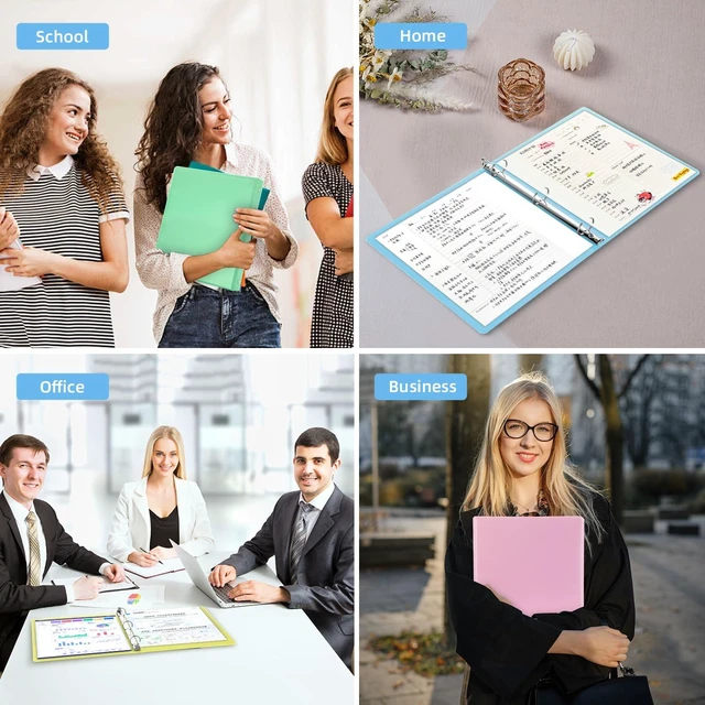 Alt view image 6 of 7 - 1 Inch Binders 3 Ring,6 Pack Three Ring Binder with 2 Pockets,PVC-Free,Customizable Clear View Cover for 8.5 x 11'' Letter Size Papers, Round Ring Ideal for School, Office Supplies