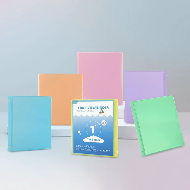 Alt view image 7 of 7 - 1 Inch Binders 3 Ring,6 Pack Three Ring Binder with 2 Pockets,PVC-Free,Customizable Clear View Cover for 8.5 x 11'' Letter Size Papers, Round Ring Ideal for School, Office Supplies