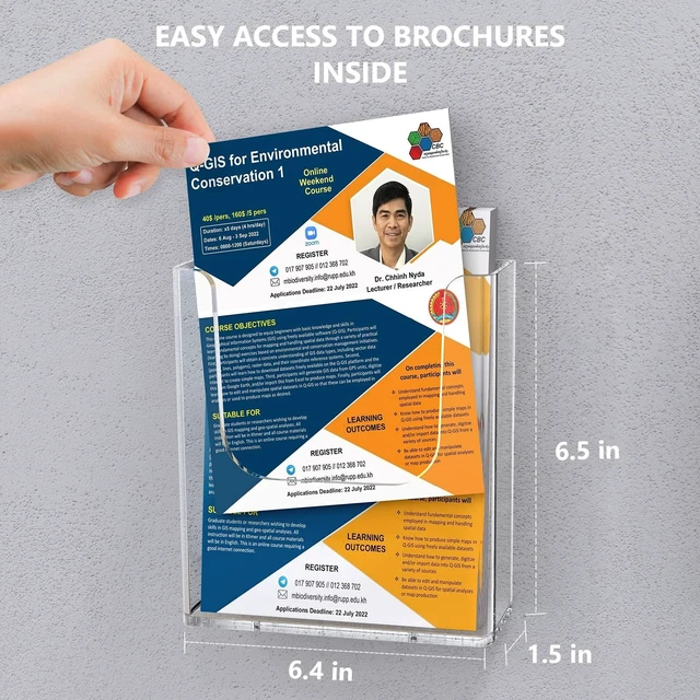 Alt view image 2 of 7 - Acrylic Brochure Holder Wall Mount, 6 Inch Wide, 3 Pack Durable Clear Acrylic, Easy to Install with Screws, U-Shaped Design for Easy Access, Fits 6x9 Brochure or Literature