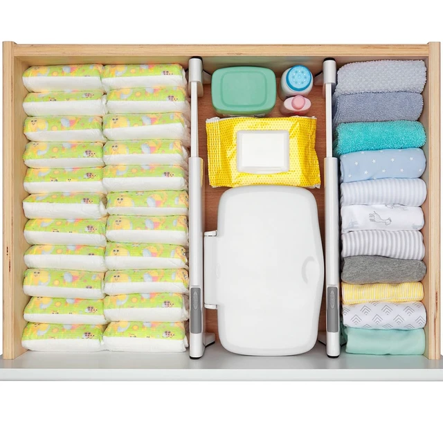 Alt view image 4 of 6 - Expandable Dresser Drawer Divider, 4-Pack Tension Fit 11-17 in, Easy Install, No Tools, Drawer Organizer, Toddler, Baby, Slip Resistant, Office, Home