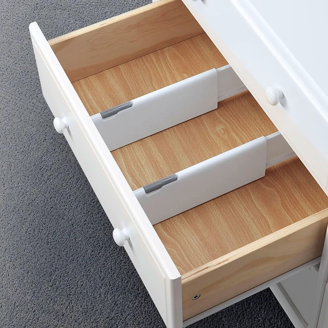 Alt view image 5 of 6 - Expandable Dresser Drawer Divider, 4-Pack Tension Fit 11-17 in, Easy Install, No Tools, Drawer Organizer, Toddler, Baby, Slip Resistant, Office, Home