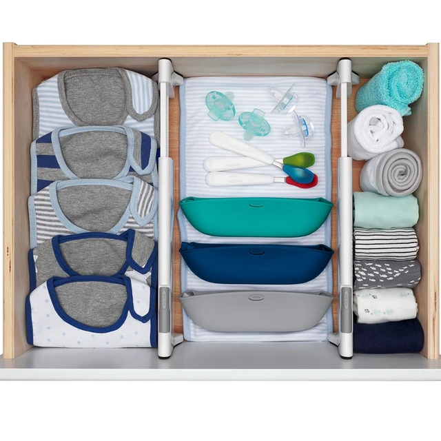 Alt view image 3 of 6 - Expandable Dresser Drawer Divider, 4-Pack Tension Fit 11-17 in, Easy Install, No Tools, Drawer Organizer, Toddler, Baby, Slip Resistant, Office, Home