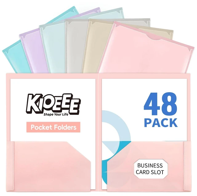 Main image of Plastic Folders with Clear Front Pocket (48 Pack) with 2 Pockets, Heavy Duty Letter Size Colored Plastic Folders for School OfficeLetter Size Paper