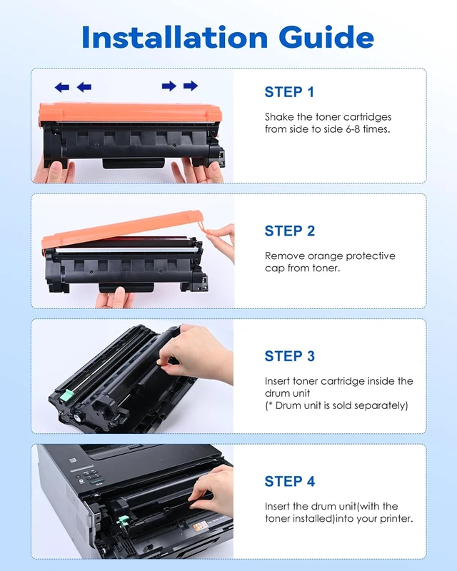 Alt view image 5 of 6 - Replacement for Brother TN760 High Yield Black Toner Cartridge 4-Pack Use with MFC-L2710DW MFC-L2750DW HL-L2350DW HL-L2370DW HL-L2395DW L2390DW DCP-L2550DW