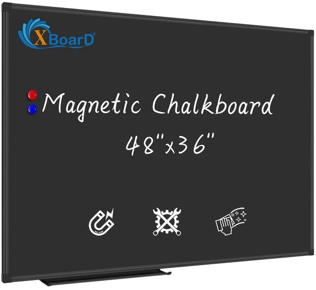 Main image of XBoard Magnetic Chalkboard Blackboard 48 x 36 Inches Chalk Board/Black Board with Black Aluminium Frame