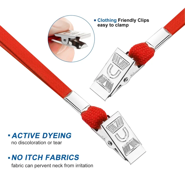 Alt view image 4 of 7 - 100Pcs Lanyard for ID Badge and 100Pcs Horizontal Name Badge ID Card Holder Flat Neck Lanyards with Clip Clear Plastic Waterproof Name Tag Badge ID Card Holders, Red