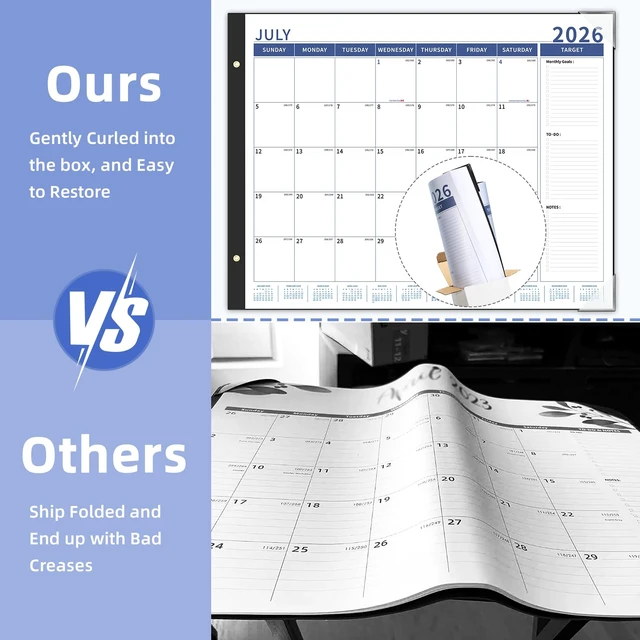 Alt view image 3 of 6 - Bule Calendar 2026-2027 Large 22'' x 17'' Monthly Calendar Planner, 18 Month Deskpad Calendar for Seniors, Office, Family, Use July 2026 - Dec 2027