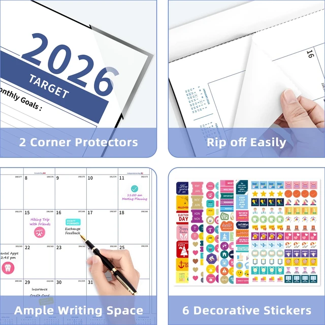 Alt view image 5 of 6 - Bule Calendar 2026-2027 Large 22'' x 17'' Monthly Calendar Planner, 18 Month Deskpad Calendar for Seniors, Office, Family, Use July 2026 - Dec 2027