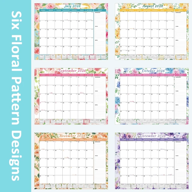Alt view image 7 of 7 - Calendar 2026-2027 Large Desk Calendar 2026 Monthly Desktop Calendar 22'' x 17'', 18 Month Family Office Calendar with Plastic Cover, Use July 2026 - Dec 2027, Watercolor Floral