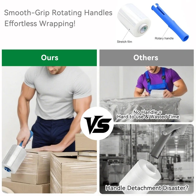 Alt view image 7 of 7 - Stretch/Shrink Wrap Roll 5" x 1200' - Industrial Plastic Wrap for Moving, Heavy Duty 80 Gauge, 600% Stretch for Packing, Pallets, Shipping&Furniture Protection-2 Rolls