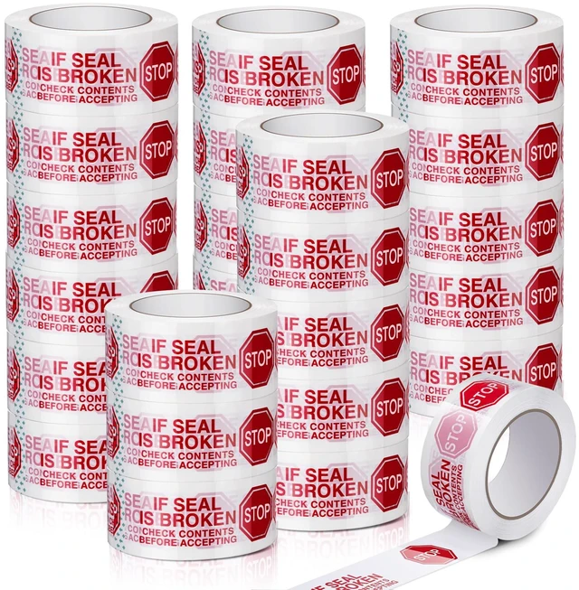 Main image of 30 Rolls 2 Inch Security Packing Tape, Tamper Proof Tape, White 110 Yards x 2 Mil, Sealing Tape for Moving Packing Shipping, Pre Printed If Seal Is Broken Check Contents Before Accepting