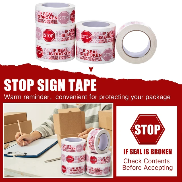 Alt view image 3 of 6 - 30 Rolls 2 Inch Security Packing Tape, Tamper Proof Tape, White 110 Yards x 2 Mil, Sealing Tape for Moving Packing Shipping, Pre Printed If Seal Is Broken Check Contents Before Accepting