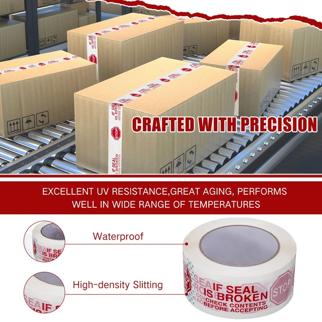 Alt view image 4 of 6 - 30 Rolls 2 Inch Security Packing Tape, Tamper Proof Tape, White 110 Yards x 2 Mil, Sealing Tape for Moving Packing Shipping, Pre Printed If Seal Is Broken Check Contents Before Accepting