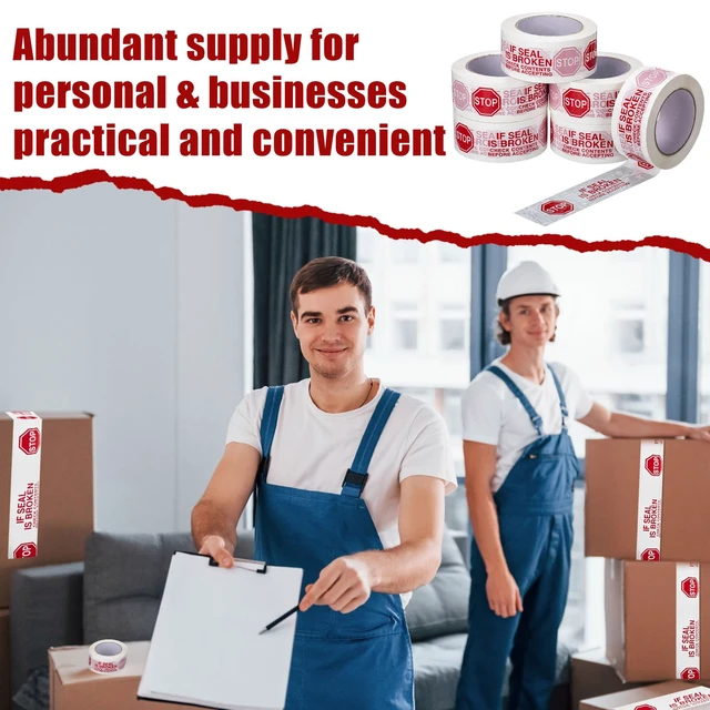 Alt view image 5 of 6 - 30 Rolls 2 Inch Security Packing Tape, Tamper Proof Tape, White 110 Yards x 2 Mil, Sealing Tape for Moving Packing Shipping, Pre Printed If Seal Is Broken Check Contents Before Accepting