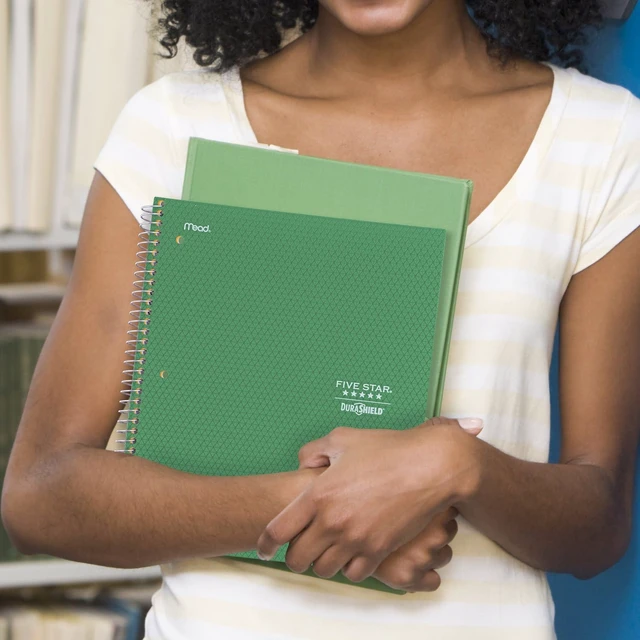 Alt view image 5 of 6 - DuraShield Notebooks with Antimicrobial Front Covers, 4 Pack, 1 Subject, College Ruled Paper, 11" x 8-1/2", 100 Sheets, Black, Red, Blue, Green (820029-ECM)