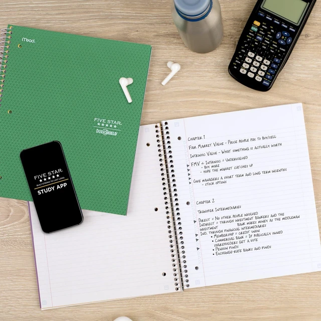 Alt view image 6 of 6 - DuraShield Notebooks with Antimicrobial Front Covers, 4 Pack, 1 Subject, College Ruled Paper, 11" x 8-1/2", 100 Sheets, Black, Red, Blue, Green (820029-ECM)