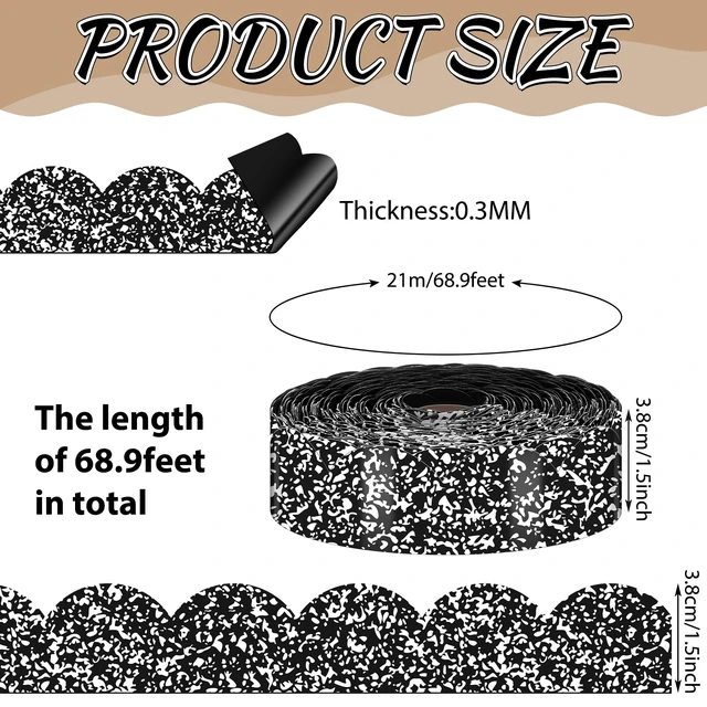 Alt view image 2 of 6 - 68.9 ft Magnetic Bulletin Board Border, Composition Magnetic Border Whiteboard Strips Roll, 1.5 Inches Wide for Classroom Chalkboard Trim School Office Chalkboard Decoration