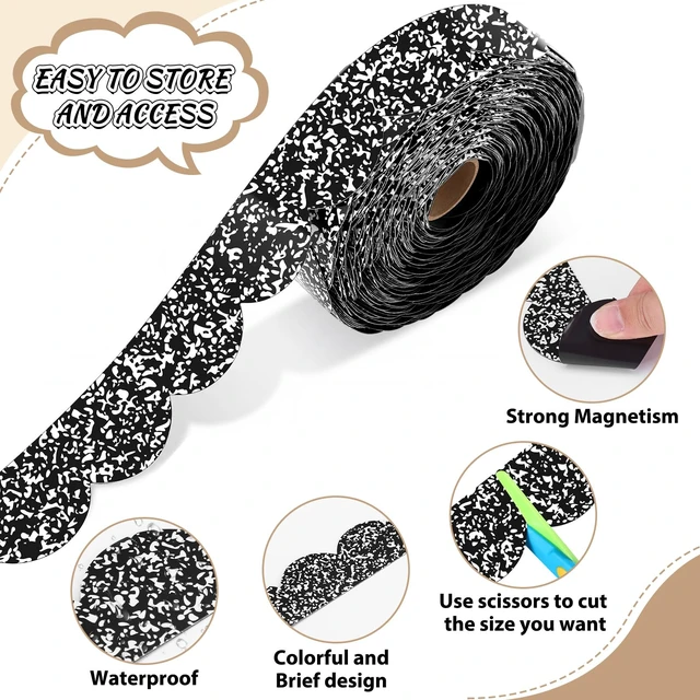 Alt view image 3 of 6 - 68.9 ft Magnetic Bulletin Board Border, Composition Magnetic Border Whiteboard Strips Roll, 1.5 Inches Wide for Classroom Chalkboard Trim School Office Chalkboard Decoration