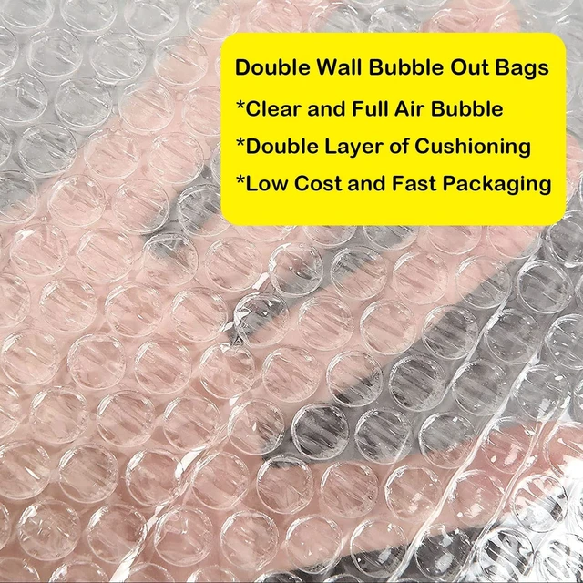 Alt view image 3 of 6 - 50PCS Clear Bubble Out Bag, 12" x 16" Large Bubble Pouches Bags Double Wall Shockproof Bubble Pouch Wrap Bag, Cushioning Protective Storage Bags for Moving, Shipping, Packing and Storage
