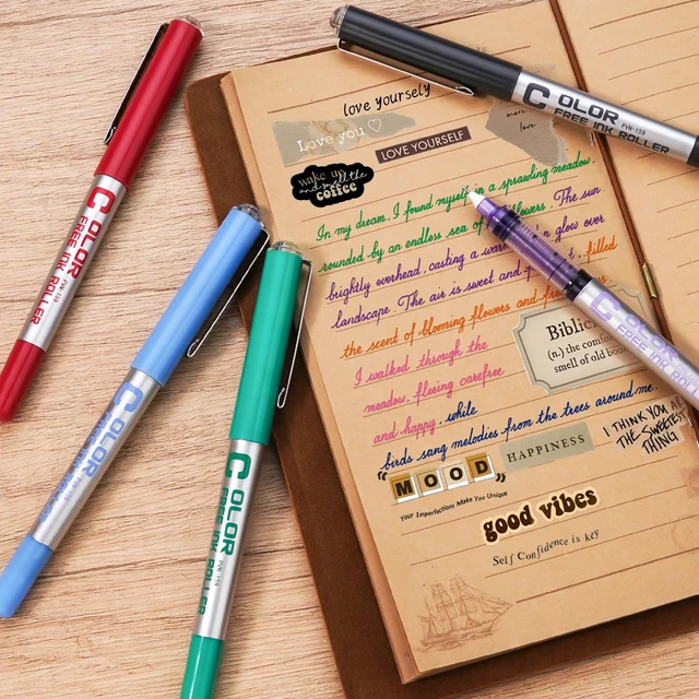 Alt view image 3 of 5 - Roller Ball Pens, Needle Tip, 0.5mm Extra Fine Point, 12 Colors Quick Dry, Liquid Ink Rollerball Pens Fine Point Smooth Writing Pen for Journaling, Note Taking, Office, School Supplies
