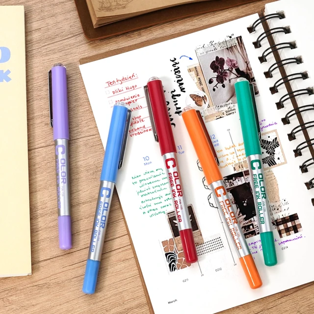 Alt view image 5 of 5 - Roller Ball Pens, Needle Tip, 0.5mm Extra Fine Point, 12 Colors Quick Dry, Liquid Ink Rollerball Pens Fine Point Smooth Writing Pen for Journaling, Note Taking, Office, School Supplies