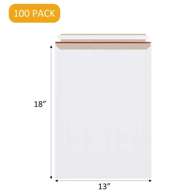 Alt view image 2 of 5 - 25 Pack 13x18 inch Large Rigid Mailer Self Seal Photo Document Mailers, Stay Flat White Cardboard Envelopes White Photography Mailers for CD, Photos, Document
