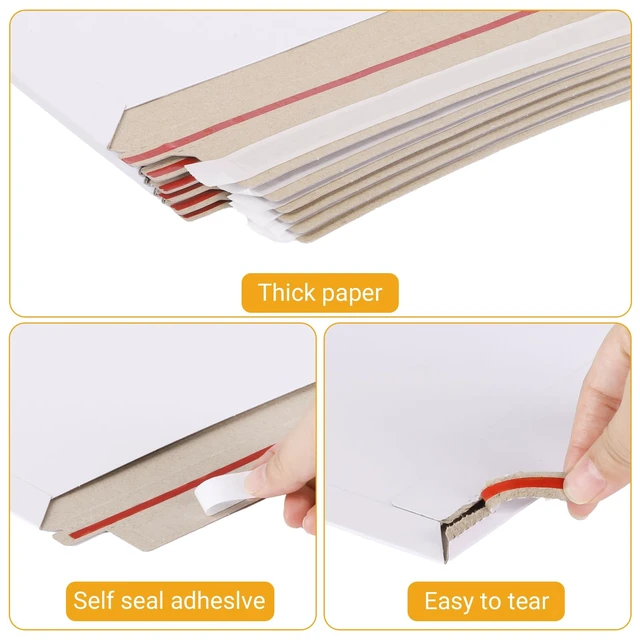 Alt view image 3 of 5 - 25 Pack 13x18 inch Large Rigid Mailer Self Seal Photo Document Mailers, Stay Flat White Cardboard Envelopes White Photography Mailers for CD, Photos, Document