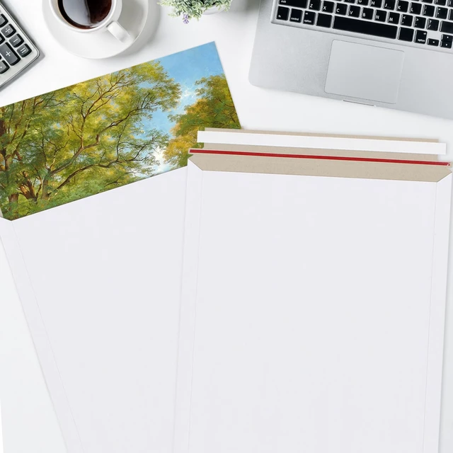 Alt view image 5 of 5 - 25 Pack 13x18 inch Large Rigid Mailer Self Seal Photo Document Mailers, Stay Flat White Cardboard Envelopes White Photography Mailers for CD, Photos, Document